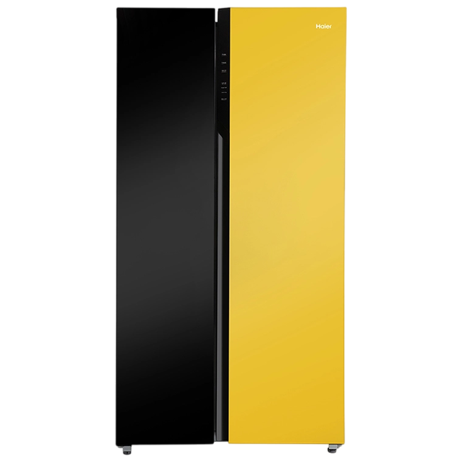 Haier Vogue Series 602 Litres 3 Star Frost Free Side by Side Refrigerator with Anti Bacterial Gasket (HRS682KYG, Black Yellow Glass)