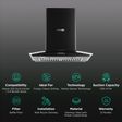 BLOWHOT Acura S BPC 60cm 1100m3/hr Ducted Auto Clean Wall Mounted Chimney with Motion Sensor (Black)_3