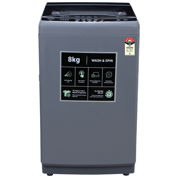 Croma 8 kg 5 Star Fully Automatic Top Load Washing Machine (CRLW080FAF264505, Pulsator Wash Technology, Inox Grey)_1