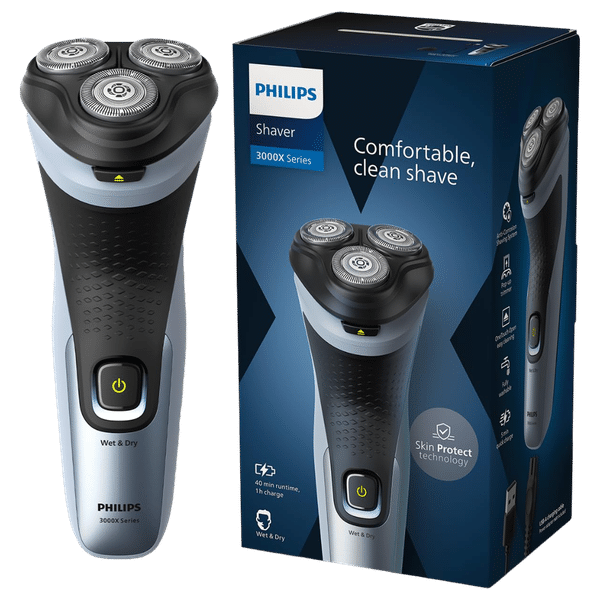 PHILIPS 3 Series Rechargeable Cordless Shaver for Beard for Men (40mins Runtime, 4D Floating Heads, Celestial Blue)_1