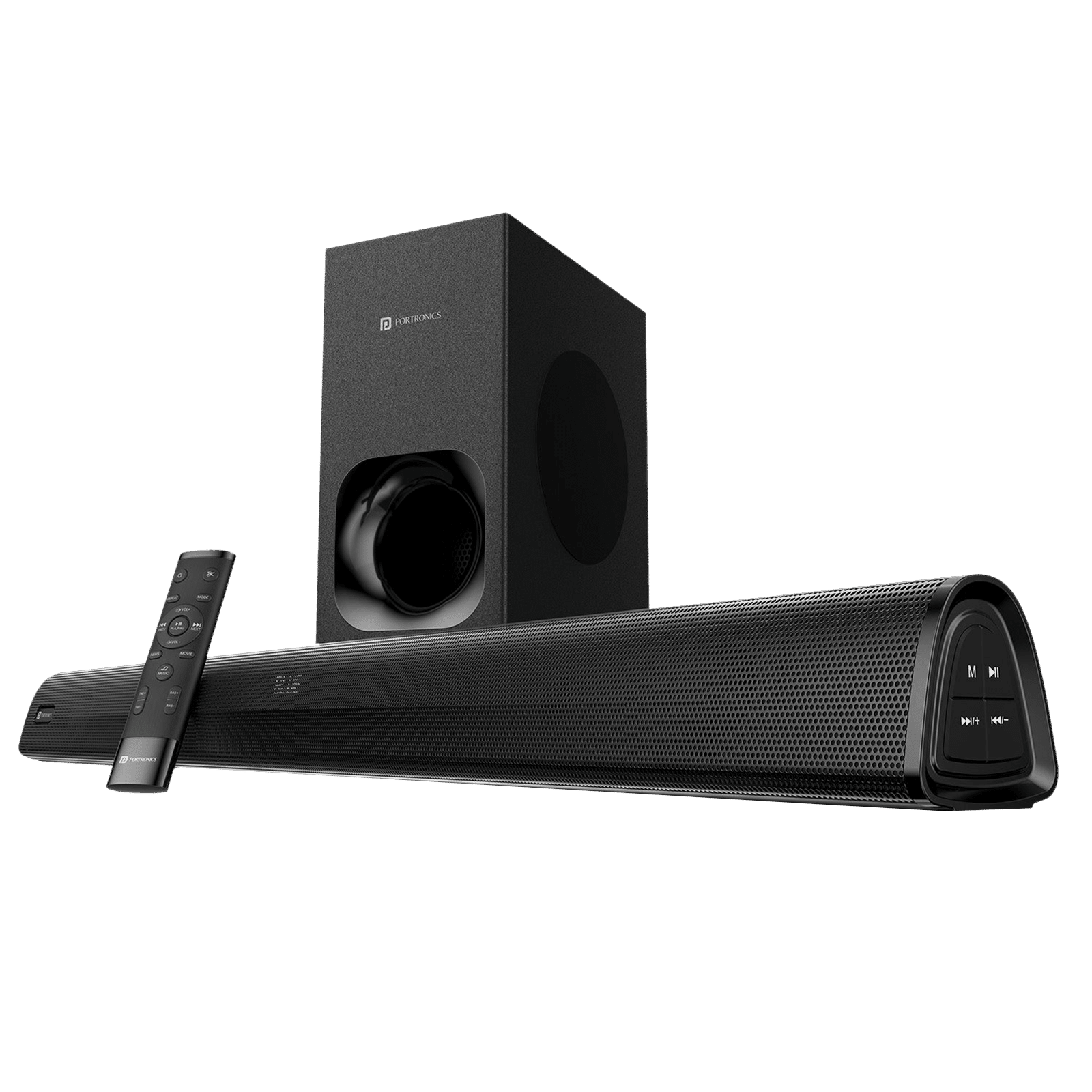 PORTRONICS Pure Sound 105 200W Bluetooth Soundbar with Remote (Spacious HD Audio, 2.1 Channel, Black)