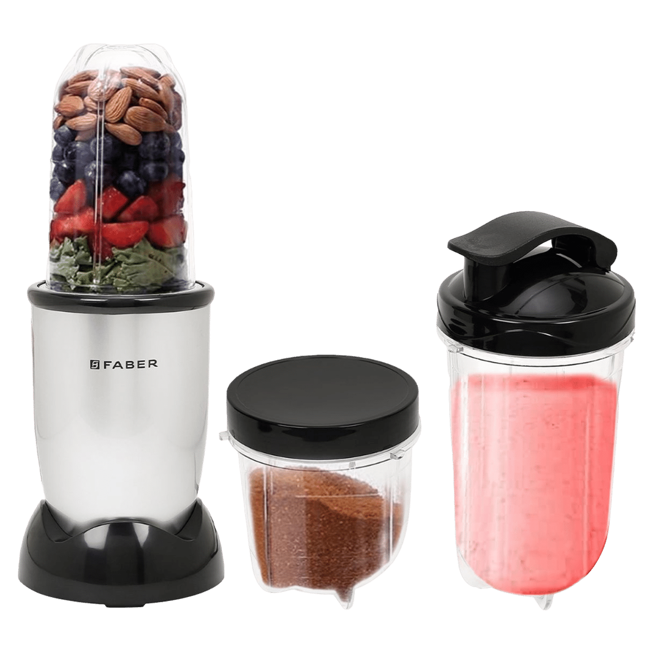 FABER Sportz 400 Watt 2 Jars Mixer Grinder Blender (20000 RPM, Copper Motor, Silver)