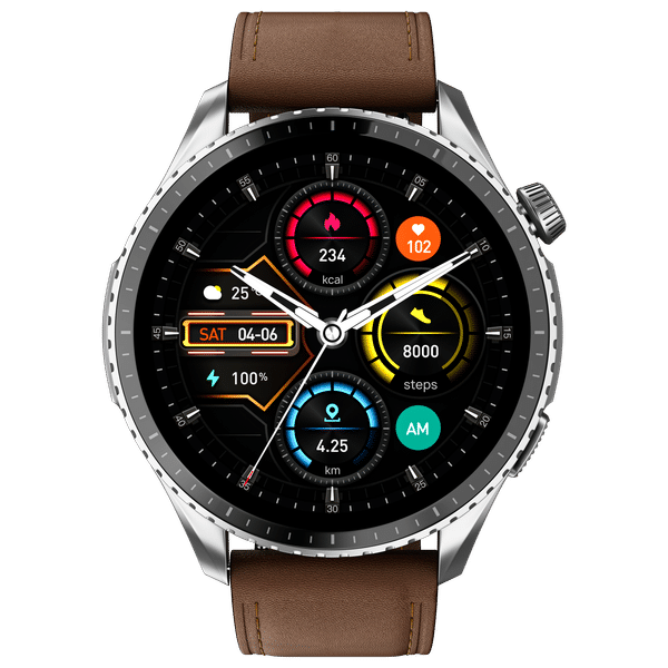 noise Origin Smartwatch with Bluetooth Calling (37.08mm AMOLED Display, 3ATM Water Resistant, Classic Brown Strap)_1