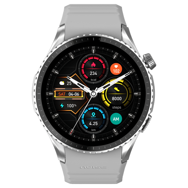 noise Origin Smartwatch with Bluetooth Calling (37.08mm AMOLED Display, 3ATM Water Resistant, Silver Grey Strap)_1