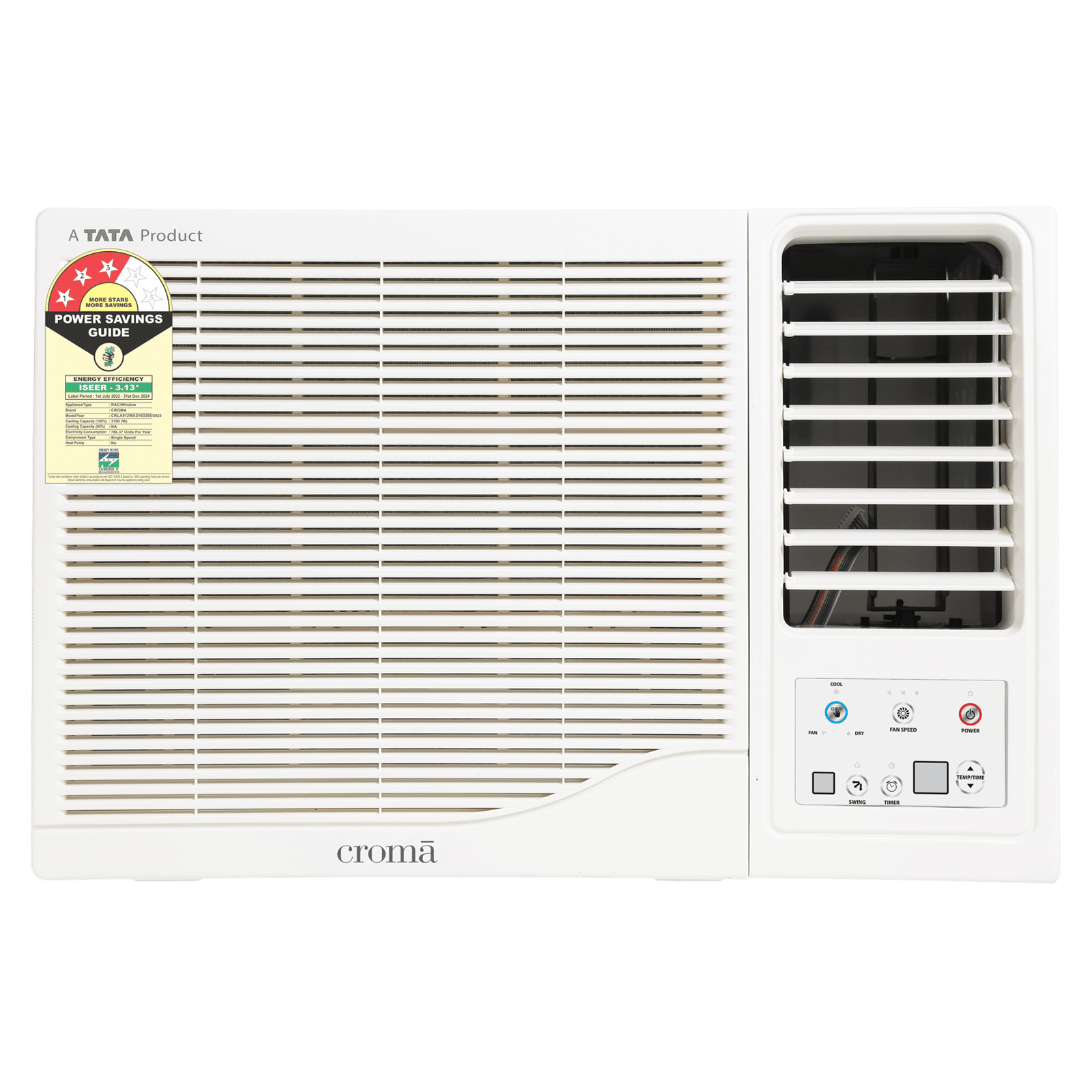 Croma 1 Ton 3 Star Fixed Speed Window AC (2024 Model, Copper Condenser, Dust Filter, CRLA012WAD193305)