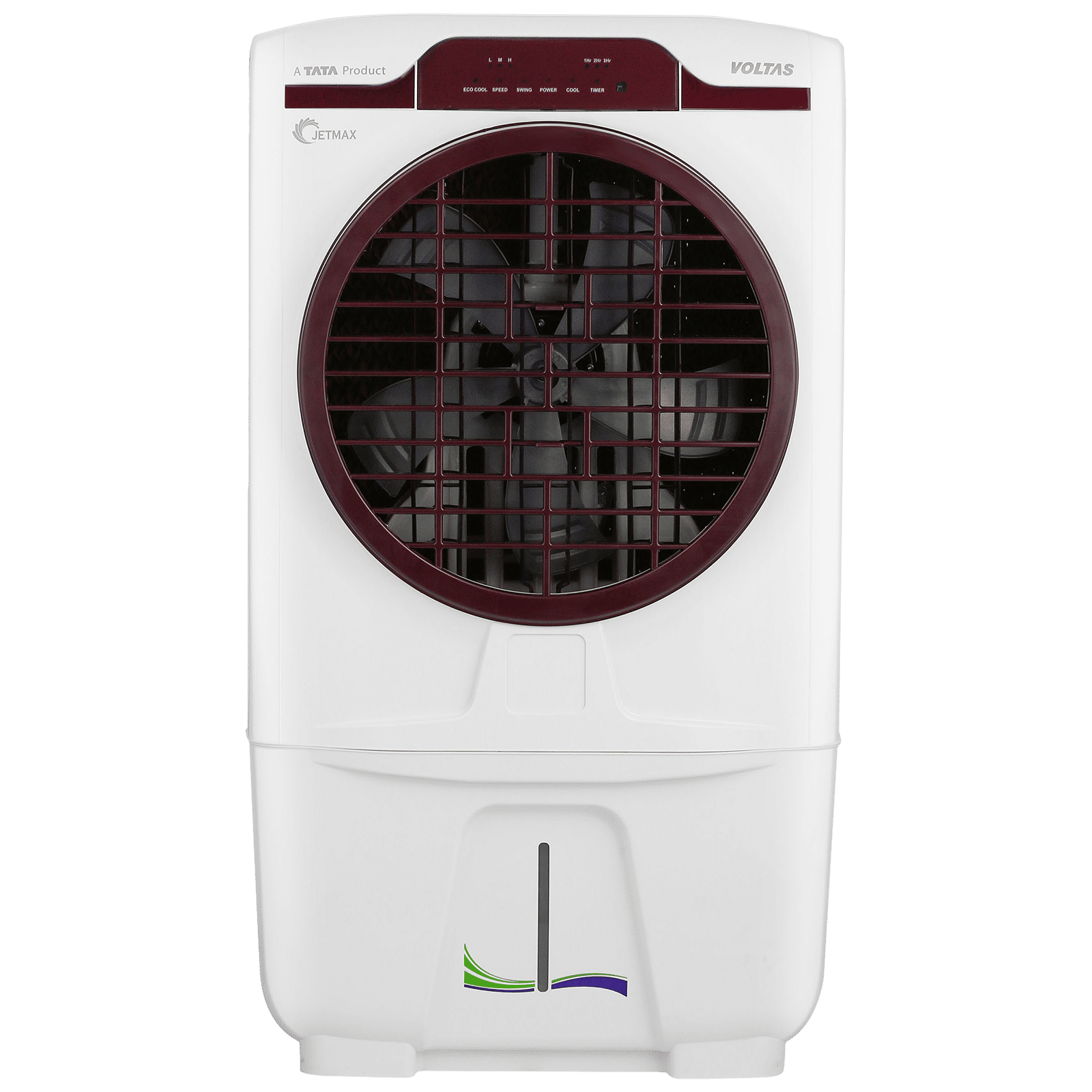 VOLTAS JetMax T 70 Litres Desert Air Cooler with Turbo Air Throw (Smart Humidity Control, White & Burgundy)