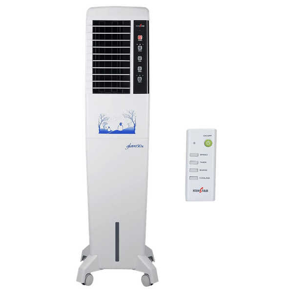 KENSTAR Glam HC RE 50 Litres Tower Air Cooler with Quadraflow Technology (Inverter Compatible, White)_1