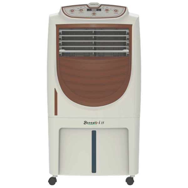 HAVELLS Breezo-i 35 Litres Personal Air Cooler with Remote & Electronic Panel (Breatheezee Technology, White & Brown)_1