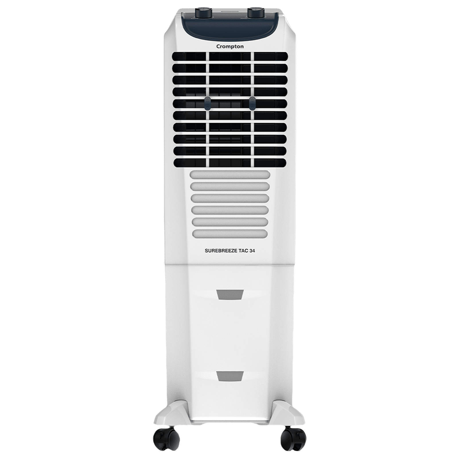 Crompton Surebreeze 34 Litres Tower Air Cooler with Overload Protection (4 Way Air Deflection, White & Black)