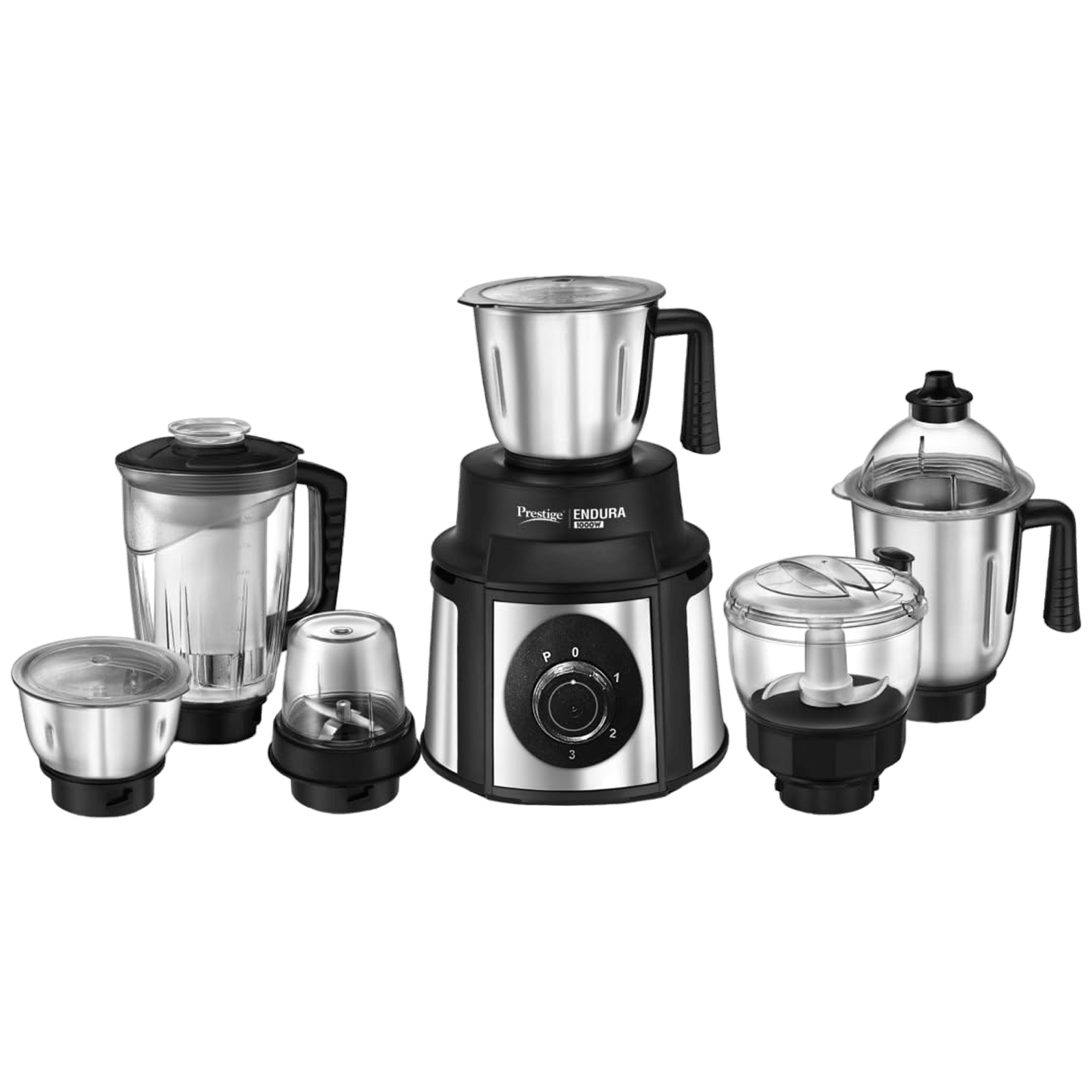 Prestige Endura 1000 Watt 6 Jars Mixer Grinder (Copper Motor, Black & Silver)