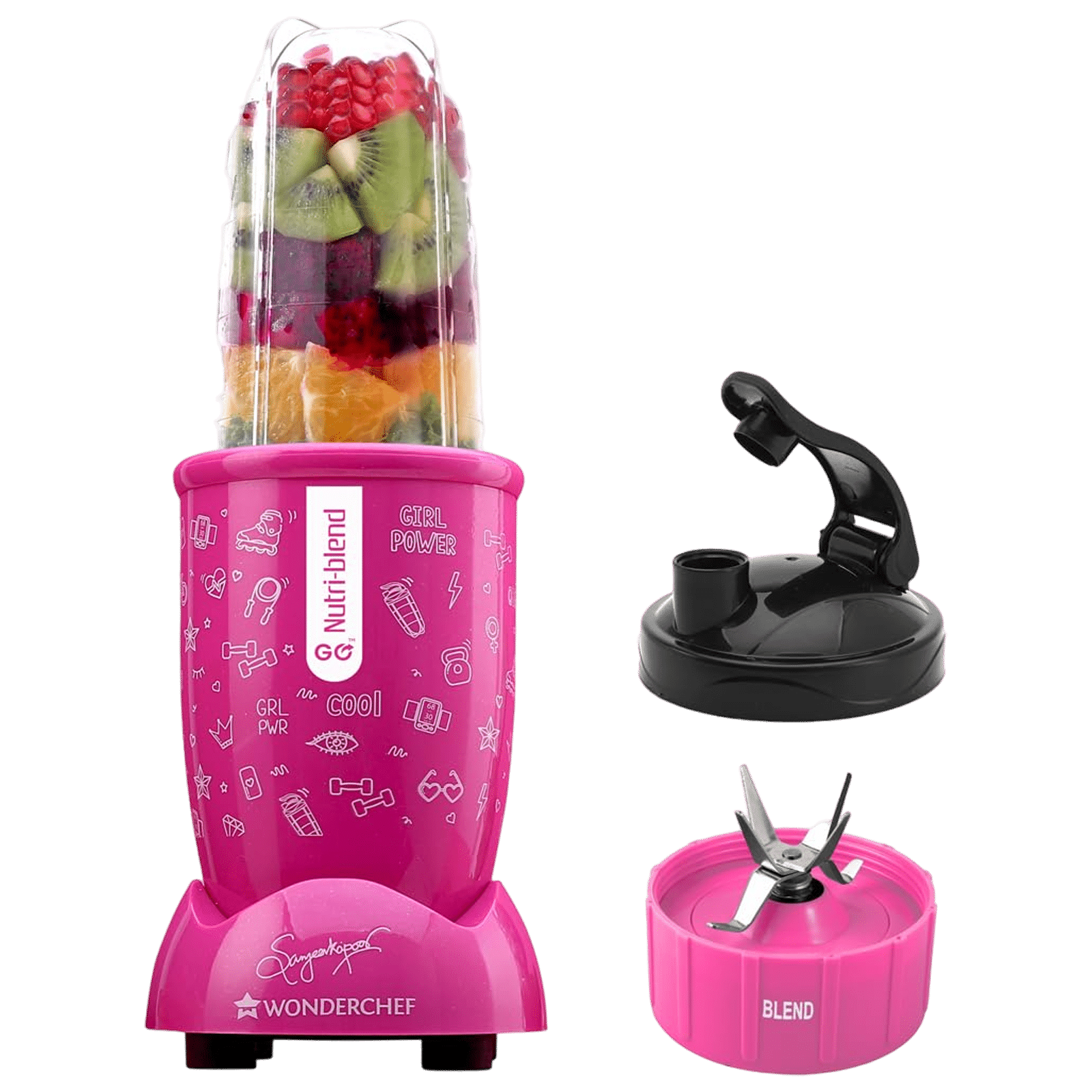 WONDERCHEF Nutri-Blend Go 400 Watt 1 Jar Mixer Grinder Blender (22000 RPM, Leakproof Design, Pink)