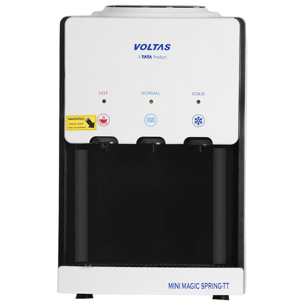 VOLTAS Minimagic Spring  Hot, Cold & Normal Top Load Water Dispenser withAnti-corrosive Pre-coated Body  (White and Black)_1