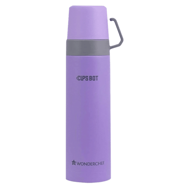 WONDERCHEF Cups-Bot 500ml Stainless Steel Hot & Cold Vacuum Flask (Spill & Leak Proof, Purple)_1