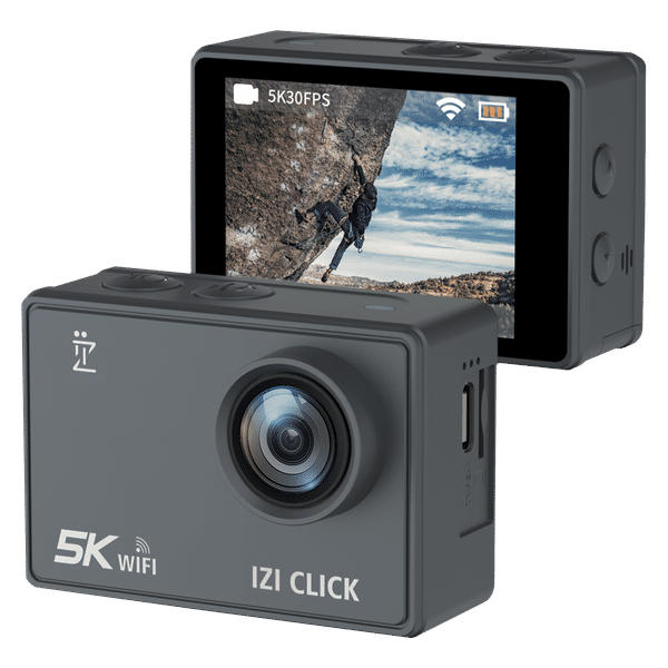 IZI CLICK 5K and 50MP 30 FPS Waterproof Sports Action Camera with Wide Angle Lens (Grey)_1