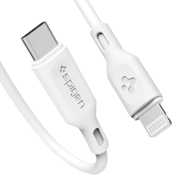 spigen Dura Sync Type C to Lightning 2.9 Feet (0.9M) Cable (Nylon Braided, White)_1