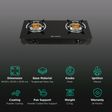 FABER Power Toughened Glass Top 2 Burner Manual Gas Stove (Powder Coated Round Pan Support, Black)_3