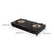 FABER Power Toughened Glass Top 2 Burner Manual Gas Stove (Powder Coated Round Pan Support, Black)_2