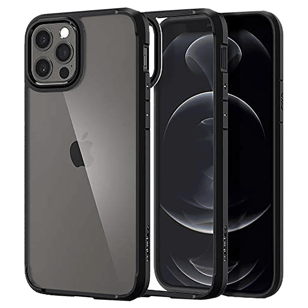 spigen Ultra Hybrid TPU & Polycarbonate Back Cover for Apple iPhone 12, 12 Pro (Raised Bezels, Matte Black)_1