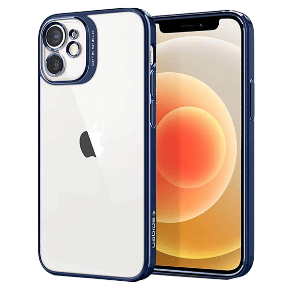 spigen Optik Crystal TPU Back Cover for Apple iPhone 12 Mini (Wireless Charging Compatible, Chrome Blue)_1