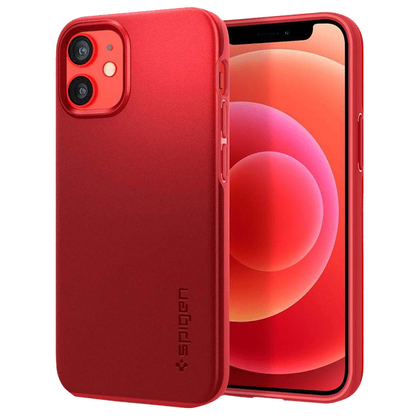 spigen Thin Fit TPU & Polycarbonate Back Cover for Apple iPhone 12 Mini (Wireless Charging Compatible, Red)_1