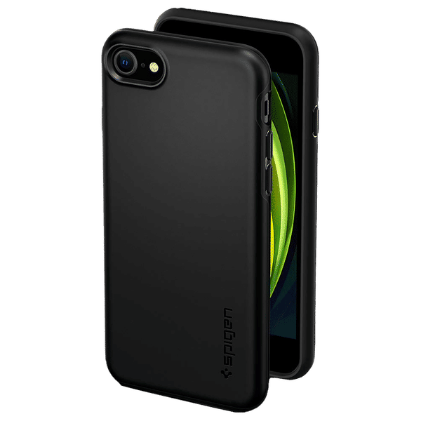 spigen Thin Fit Pro TPU & Polycarbonate Back Cover for Apple iPhone SE (Scratch Resistant, Black)_1