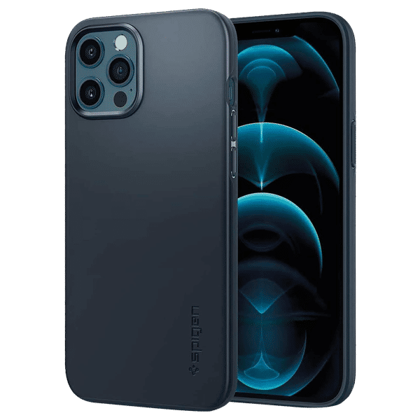 spigen Thin Fit Polycarbonate Back Cover for Apple iPhone 12 Pro Max (Wireless Charging Compatible, Metal Slate)_1