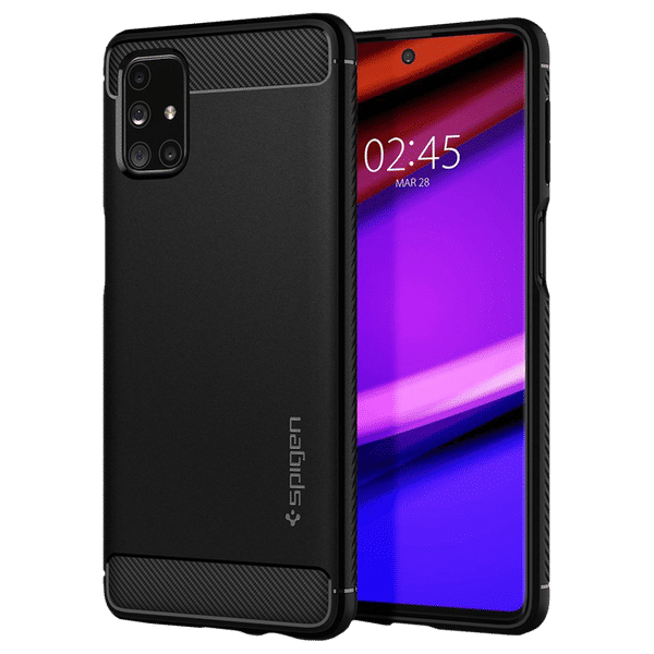 spigen Rugged Armor TPU Back Cover for SAMSUNG Galaxy M31s (Air Cushion Technology, Matte Black)_1