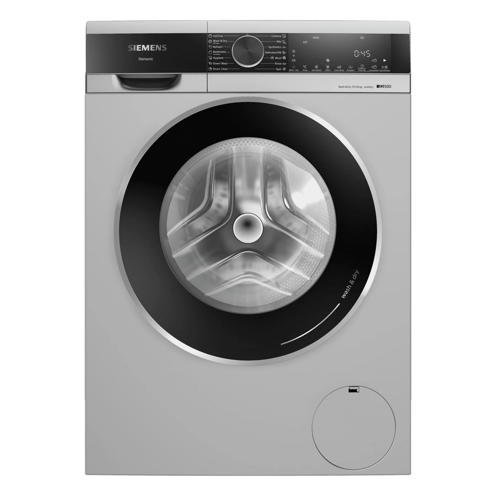 SIEMENS iQ500 10.5 kg/6 kg Fully Automatic Front Load Washer Dryer Combo (Multiple Water Protection, WN64A2U9IN, Silver)