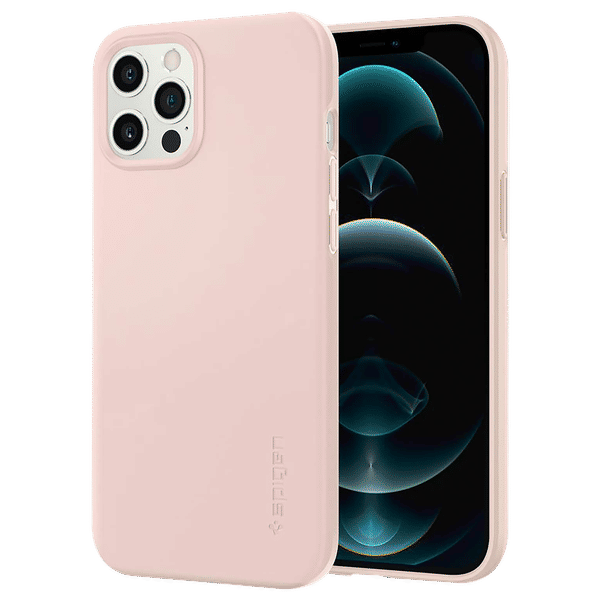 spigen Thin Fit Polycarbonate Back Cover for Apple iPhone 12 Pro Max (Wireless Charging Compatible, Pink Sand)_1