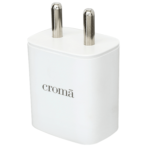 Croma 33W Type A & Type C 2-Port Fast Charger (Type C Cable, Short Circuit Protection, White)_1
