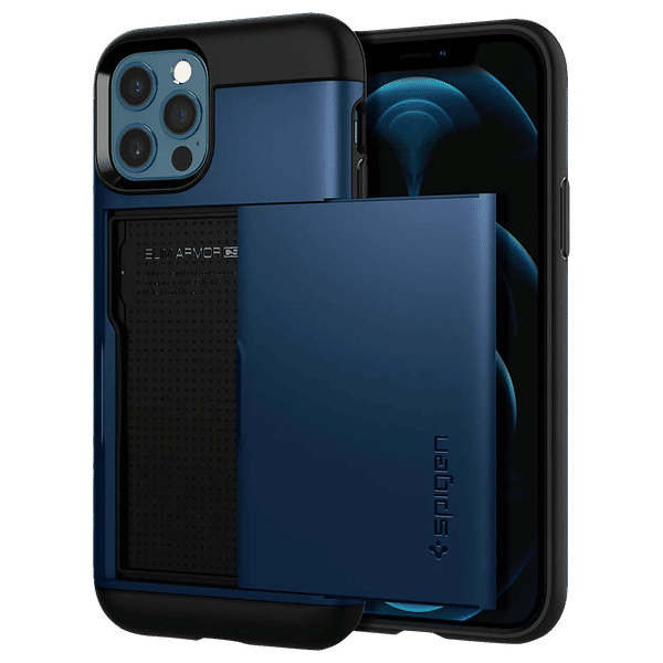 spigen Slim Armor CS TPU & Polycarbonate Back Cover for Apple iPhone 12, 12 Pro (Air Cushion Technology, Navy Blue)_1