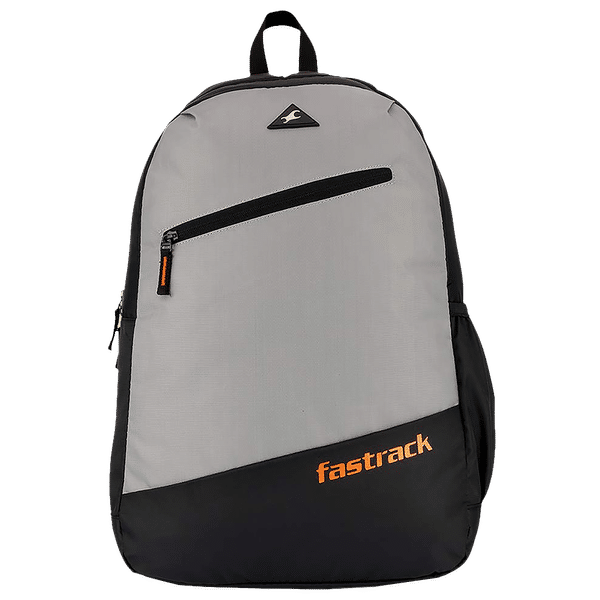 fastrack A0809NGY01 Polyester Laptop Backpack for 16 Inch Laptop (25 L, Padded Shoulder Strap, Grey)_1