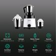 MR COOK Xtreme 1000 Watt 3 Jars Mixer Grinder (Heat Resistant Cool Touch Body, White & Black)_2