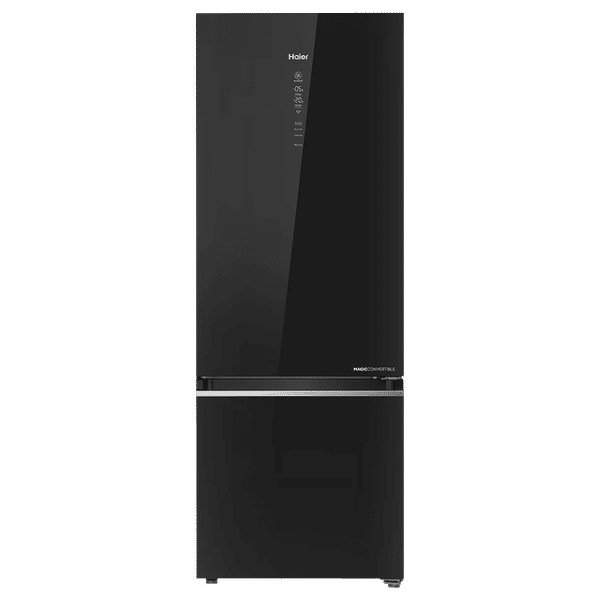 Haier 355 Litres 3 Star Frost Free Double Door Bottom Mount Convertible Refrigerator with Triple Inverter Technology (HRB-4053PKG-P, Black Glass)_1
