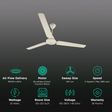atomberg Efficio 5 Star 1400mm 3 Blade BLDC Motor Ceiling Fan with Remote (LED Indicator, Ivory)_3