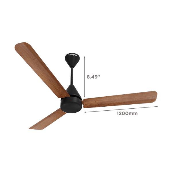 Crompton Hyperjet Plus 5 Star 1200mm 3 Blade BLDC Motor Ceiling Fan with Remote (Inverter Technology, Dark Cherry Wood)_1