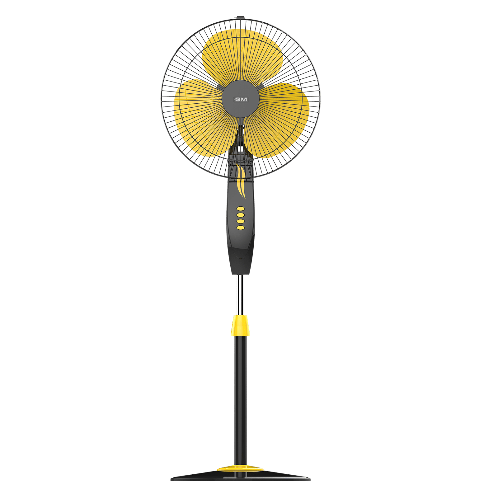 GM Livo 400mm 3 Blade Noiseless Operation Pedestal Fan (Rust Proof, Yellow & Black)