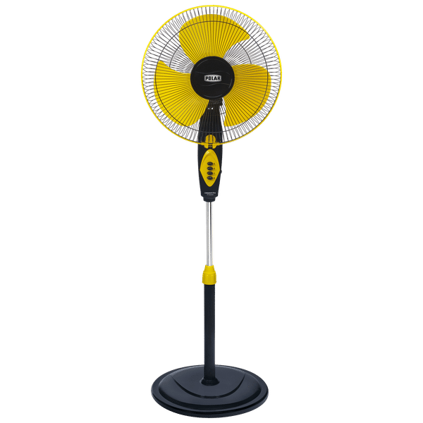POLAR Conquest 1 Star 400mm 3 Blade Copper Motor Pedestal Fan (Auto Thermal Overload Protection, Yellow & Black)_1