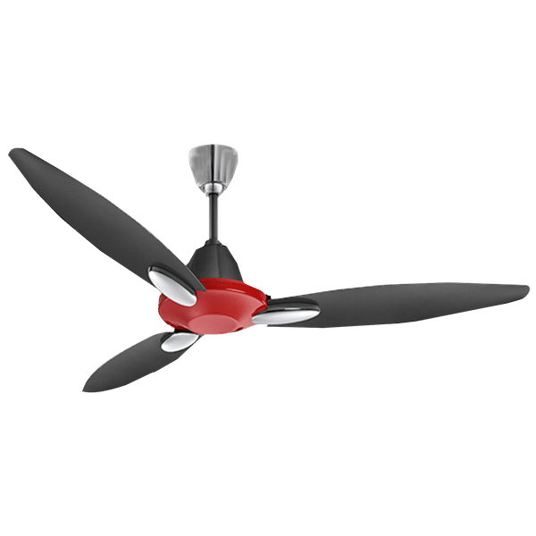 USHA Bloom Daffodil 1 Star 1250mm 3 Blade Electroplated Finish Ceiling Fan (Dust Resistant, Red & Black)_1