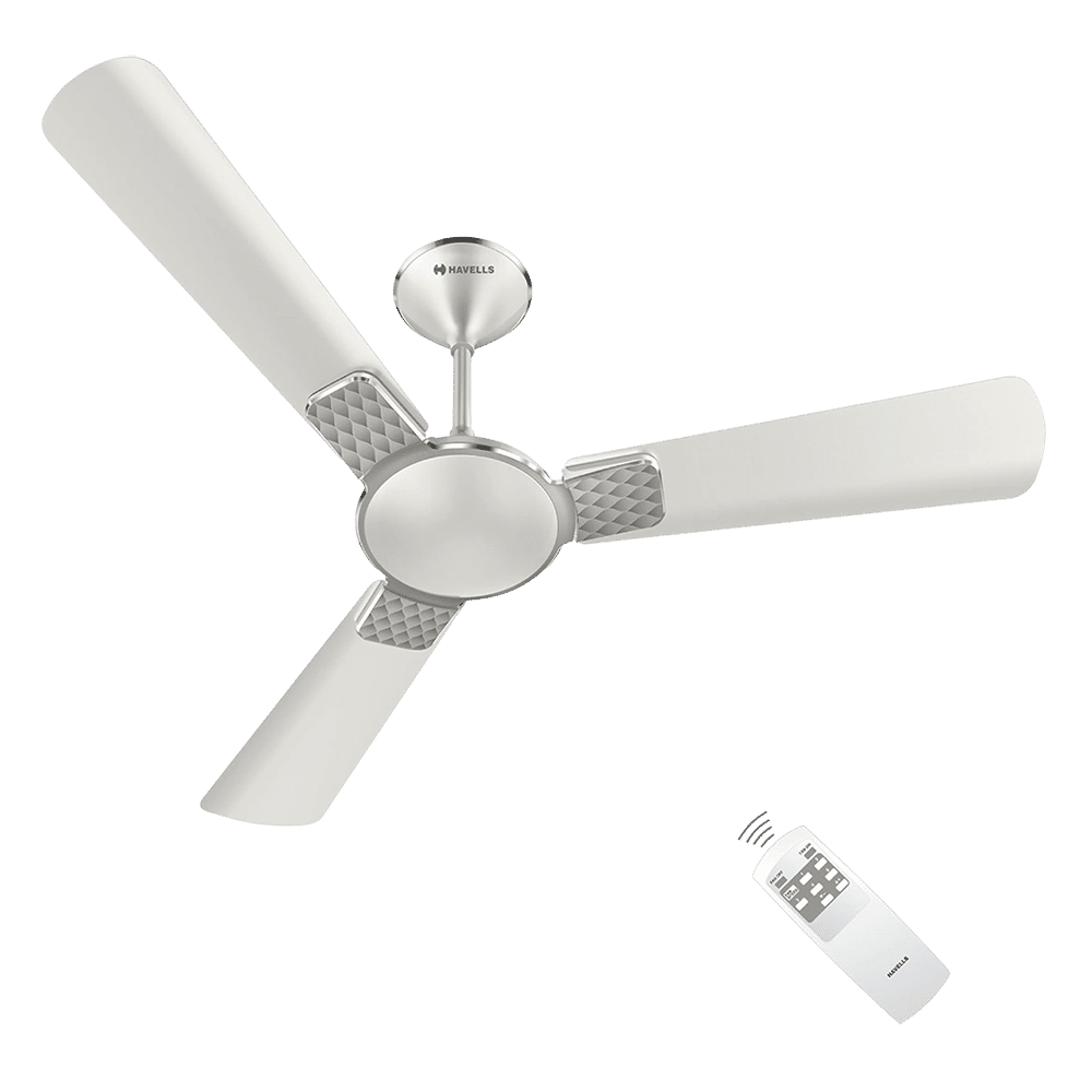 HAVELLS Enticer 5 Star 1200mm 3 Blade BLDC Motor Ceiling Fan with Remote (Dust Resistant, Pearl White Chrome)