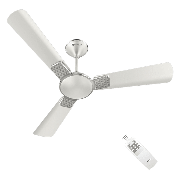 HAVELLS Enticer 5 Star 1200mm 3 Blade BLDC Motor Ceiling Fan with Remote (Dust Resistant, Pearl White Chrome)_1