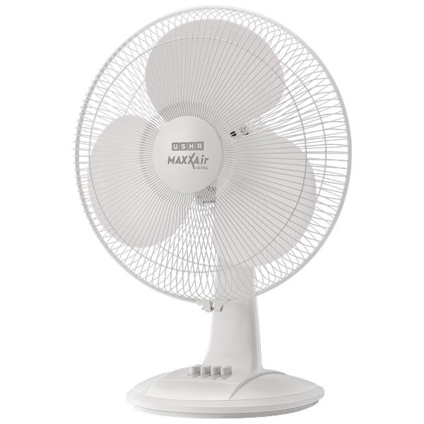 USHA Maxx Air Ultra 400mm 3 Blade Thermal Overload Protector Table Fan (Jerk Free Oscillation, White)_1