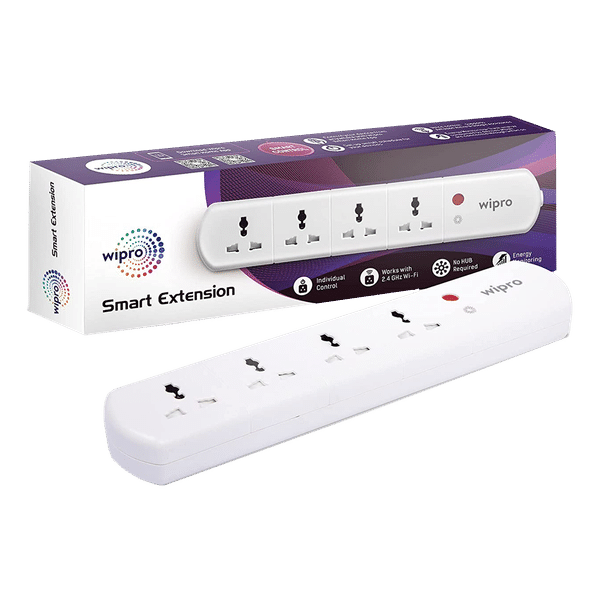 wipro 4 Sockets Smart Extension Board (Energy Monitoring, DSE2150, White)_1