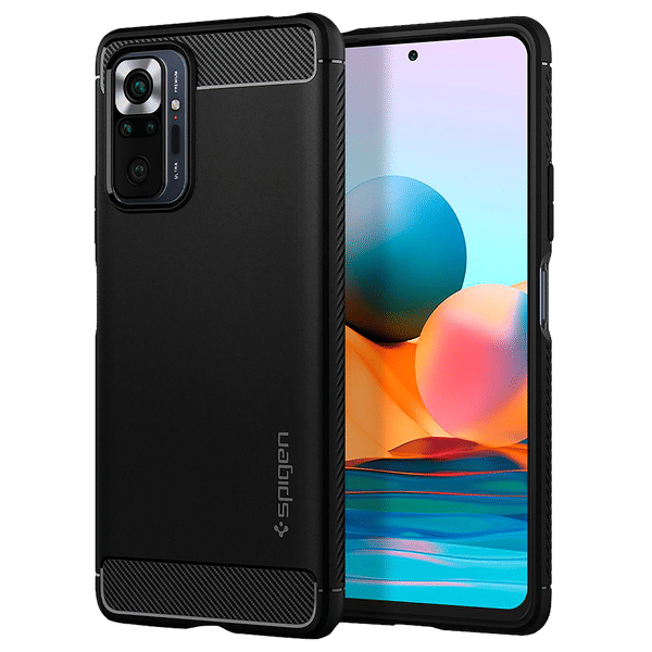 spigen Rugged Armor TPU Back Case For Redmi Note 10 Pro (Lightweight, ACS02844, Matte Black)_1
