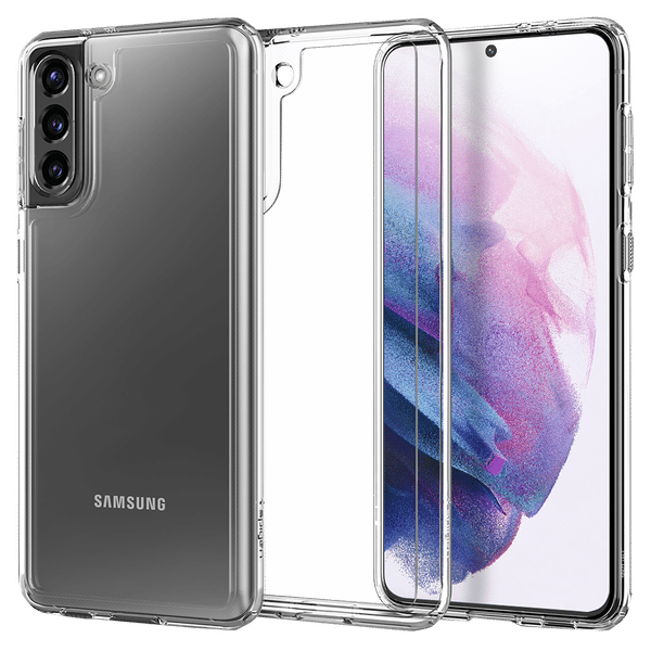 spigen Crystal Hybrid Polycarbonate and TPU Back Cover for Samsung Galaxy S21 and S21 5G (Air Cushion Technology, Clear)_1