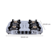 Elica INOX 604 SS 4 Burner Manual Gas Stove (Round Euro Coated Grid, Silver)_2