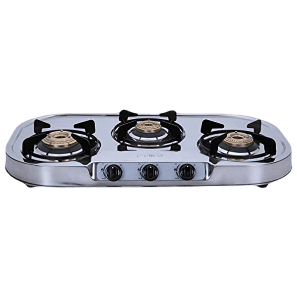 Elica INOX 753 SS 3 Burner Manual Gas Stove (Round Euro Coated Grid, Silver)_1