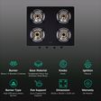 Elica 594 CT DT VETRO 1J Toughened Glass Top 4 Burner Manual Gas Stove (Round Euro Coated Grid, Black)_3