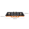 Elica Patio ICT DT773ORG Glass Top 3 Burner Automatic Gas Stove (Round Enamelled Grid, Black/Orange)_2