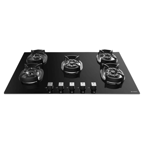 Faber Nexus IND HT905 CRS BR CI AI Toughened Glass Top 5 Burner Automatic Hob (Cast Iron Pan Support, Black)_1